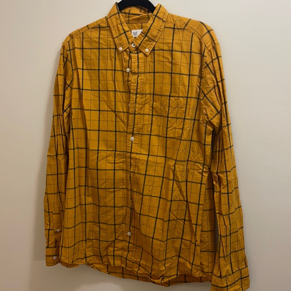Yellow plaid button down